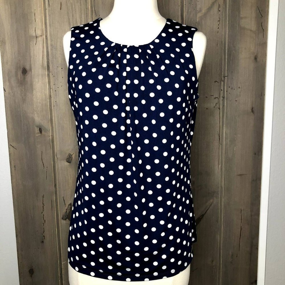BCBG Blue Polka Dot Sleeveless top S